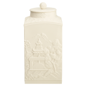 Mottahedeh Figure Square Tea Jar W/Cover