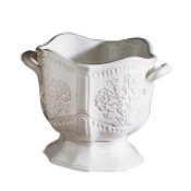 Mottahedeh Round Embossed CreamwareCachepot White