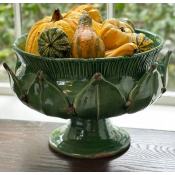 Arte Italica Scavo Harvest Pedestal Bowl - Italian Green