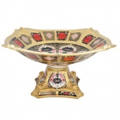 Royal Crown Derby Old Imari Solid Gold Band Dolphin Centerpiece