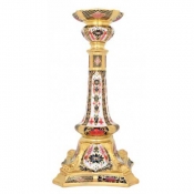 Royal Crown Derby Old Imari Solid Gold Band Candlestick