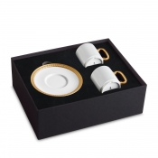 L'Objet Soie Tressee Gold Espresso Cup + Saucer - Set 2