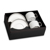 L'Objet Soie TresseePlatinum Tea Cup + Saucer (Gift Box of 2)