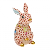 Herend Bunny with Christmas Lights - Rust