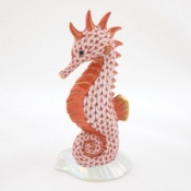 Herend Seahorse on Scallop Shell Rust