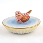 Herend Bird In Bird Bath - Rust
