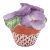 Herend Pansies In Flowerpot - Rust