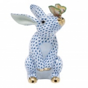 Herend Bunny w/ Butterfly Blue