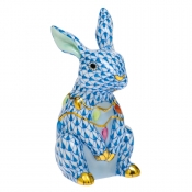 Herend Bunny with Christmas Lights - Blue