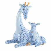 Herend Mother & Baby Giraffe - Blue