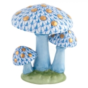 Herend Mushroom Trio - Blue