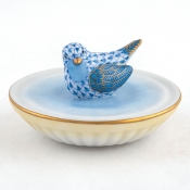 Herend Bird In Bird Bath - Blue