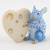 Herend Mouse with Heart Cheese - Blue
