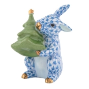 Herend Christmas Tree Bunny - Blue
