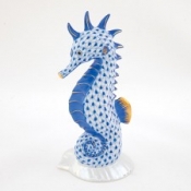 Herend Seahorse on Scallop Shell Sapphire