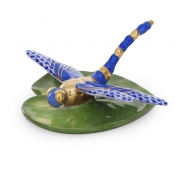 Herend Dragonfly on Lily Pad - Sapphire