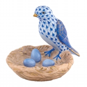 Herend Bird With Nest Sapphire