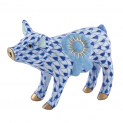 Herend Blue Ribbon Pig - Sapphire