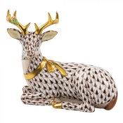 Herend Lying Christmas Deer - Chocolate