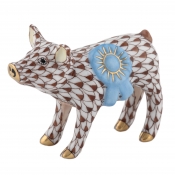 Herend Blue Ribbon Pig - Chocolate