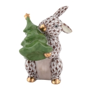 Herend Christmas Tree Bunny - Chocolate