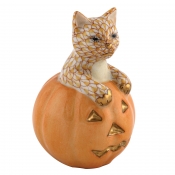 Herend Jack O Lantern Kitty - Butterscotch
