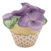 Herend Pansies In Flowerpot - Butterscotch