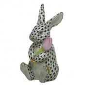 Herend Blossom Bunny Black