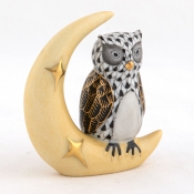 Herend Owl w/ Crescent Moon - Black