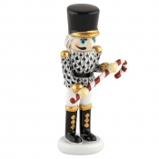 Herend Small Nutcracker W/Candy Cane Black