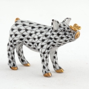 Herend Pig with Butterfly Black
