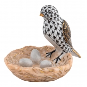 Herend Bird With Nest Black