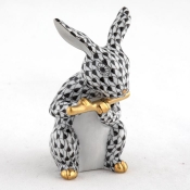 Herend Flute Bunny - Black