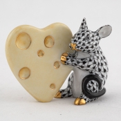 Herend Mouse with Heart Cheese - Black