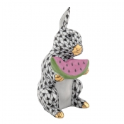 Herend Bunny with Watermelon - Black
