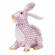 Herend Bunny with Daisy Bunny - Raspberry