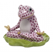 Herend Yoga Frog - Raspberry