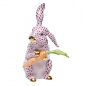 Herend Large Bunny with Carrot Raspberry
