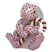Herend Candy Cane Bunny - Raspberry