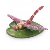 Herend Dragonfly on Lily Pad  - Raspberry