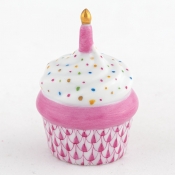 Herend Cupcake with Candle Raspberry