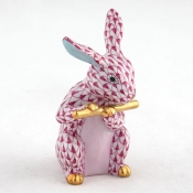 Herend Flute Bunny - Raspberry