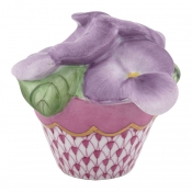 Herend Pansies In Flowerpot - Raspberry