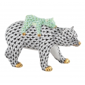 Herend Bear and Baby Black + Key Lime