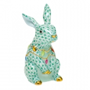 Herend Bunny with Christmas Lights - Green