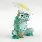 Herend Flower Frog Green