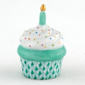 Herend Cupcake with Candle Green