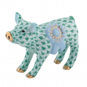 Herend Blue Ribbon Pig - Green