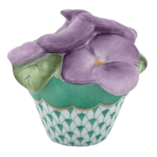 Herend Pansies In Flowerpot - Green