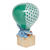 Herend Hot Air Baloon Bunny - Green / Blue